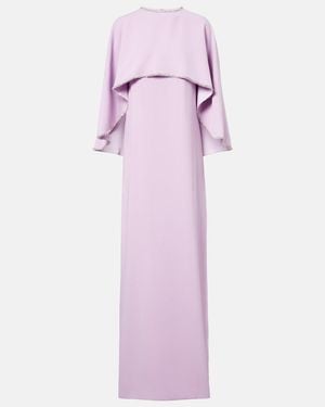 Costarellos Crystal-Embellished Caped Gown - Pink