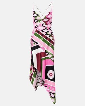 PUCCI Vivara Silk Satin Midi Dress - White