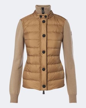 Moncler Down-Paneled Cardigan - Brown