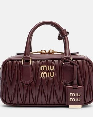 Miu Miu Arcadie Matelasse Leather Top-Handle Bag - Red
