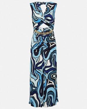 Rebecca Vallance Mira Printed Cutout Midi Dress - Blue