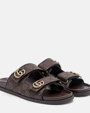 Gucci Double G Gg Canvas Sandals - Black