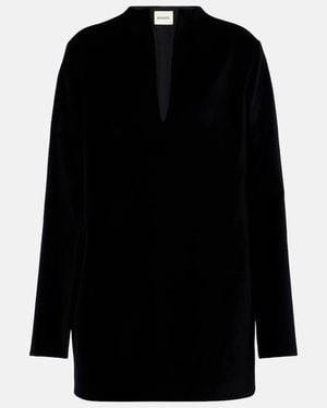 KHAITE Aleena Velvet Minidress - Black