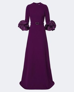 Safiyaa Belen Crepe Belted Gown - Purple