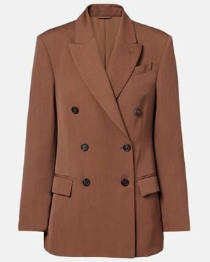 Brunello Cucinelli Double-Breasted Wool-Blend Blazer - Brown