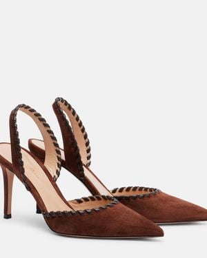 Gianvito Rossi Salones Destalonados De Ante Y Piel - Marrón