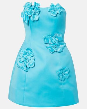 LEO LIN Rosario Floral-Applique Bustier Dress - Blue