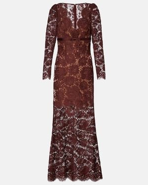 Self-Portrait Semi-Sheer Lace Gown - Purple