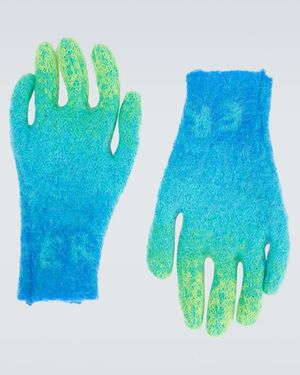 ERL Gradient Knitted Mohair-Blend Gloves - Blue