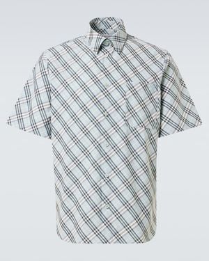 Burberry Check Cotton Shirt - Blue