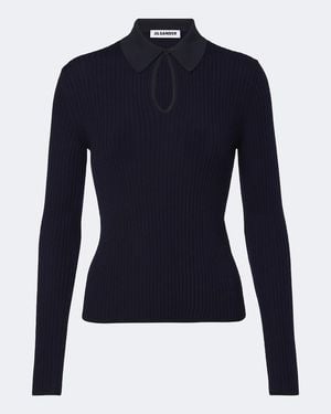 Jil Sander Polopullover Aus Wolle - Blau