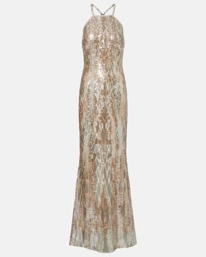 Elie Saab Sequined Silk-Blend Gown - Natural