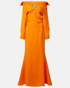 Balenciaga Off-Shoulder-Robe Aus Seide - Orange
