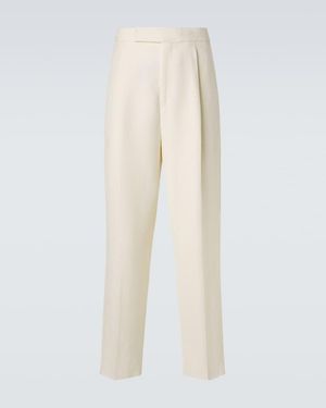 ZEGNA Wool And Linen Wide-Leg Trousers - White
