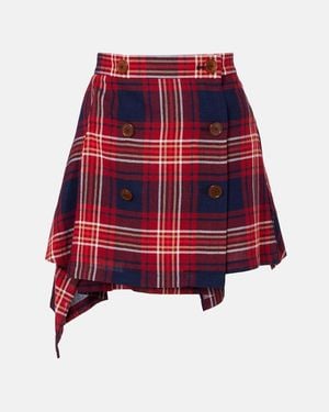 Vivienne Westwood Plaid Asymmetric Miniskirt - Red