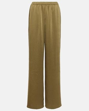 Vince Low-Rise Satin Wide-Leg Trousers - Green