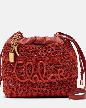 Chloé Summer Banana Mini Raffia Shoulder Bag - Red