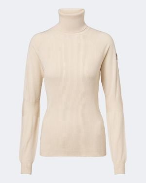 Moncler Ribbed-Knit Wool-Blend Turtleneck Sweater - Natural