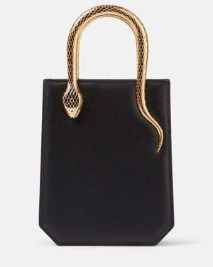 BVLGARI Serpentine Mini Leather Top-Handle Bag - Black
