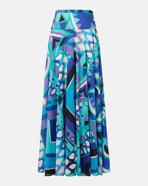 PUCCI Vivara Cotton Maxi Skirt - Blue
