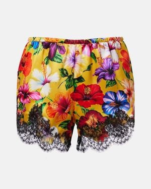 Dolce & Gabbana Floral Lace-Trimmed Silk-Blend Shorts - Multicolour