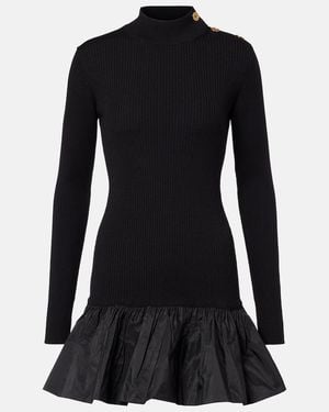 Patou Ruffled Wool Minidress - Black