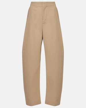 Bottega Veneta Cotton Twill Wide-Leg Trousers - Natural