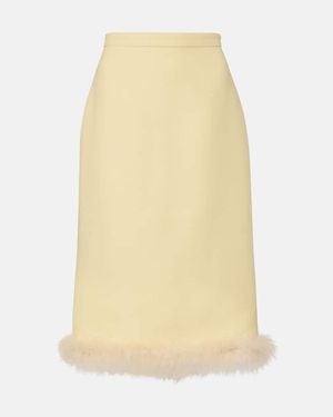 Valentino Bleistiftrock Aus Crepe Couture Mit Federn - Gelb