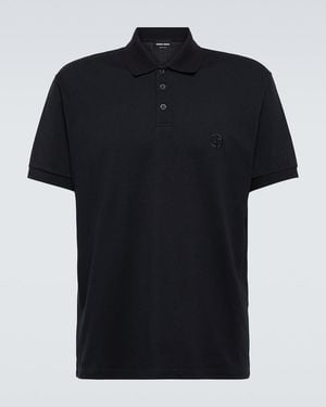 Giorgio Armani Cotton-Blend Polo Shirt - Black