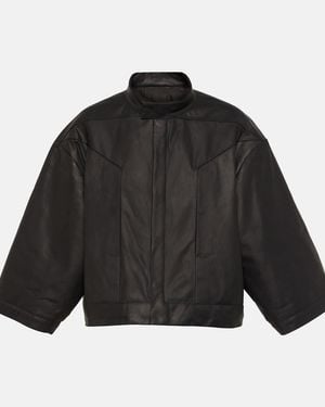 Rick Owens Cropped Leather Jacket - Black