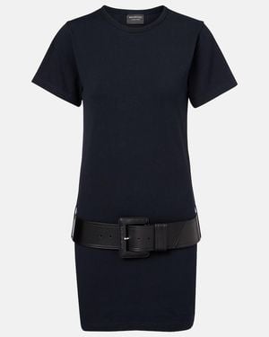 Balenciaga Belted Cotton-Blend Jersey Minidress - Blue