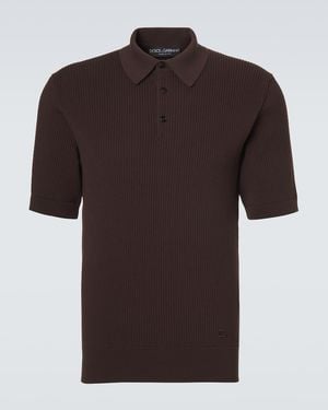 Dolce & Gabbana Ribbed-Knit Cotton Polo Jumper - Brown