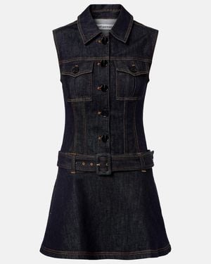 Self-Portrait Belted Denim Minidress - Black