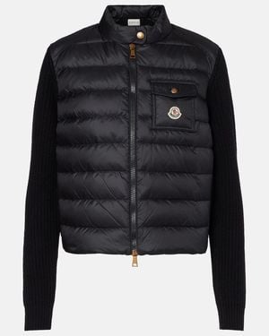 Moncler Down-Paneled Wool And Cashmere Cardigan - Black