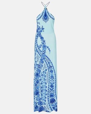 Etro Printed Halterneck Maxi Dress - Blue