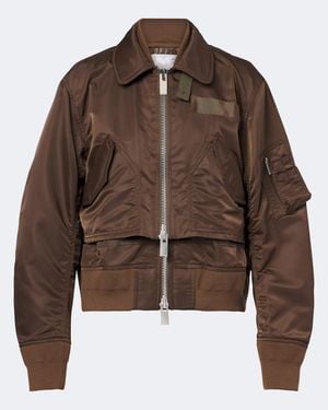 Sacai Chaqueta Bomber Tecnica A Capas - Marrón