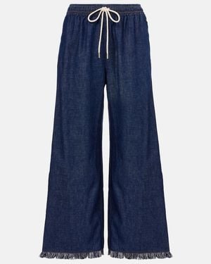 Zimmermann Rhiannon Fringed Denim Wide-Leg Jeans - Blue