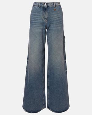 Courreges Logo Wide-Leg Jeans - Blue