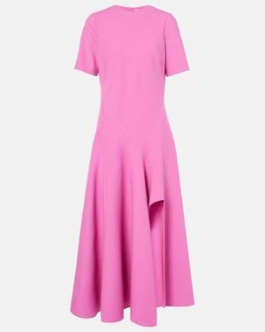 Oscar de la Renta Draped Wool-Blend Midi Dress - Pink