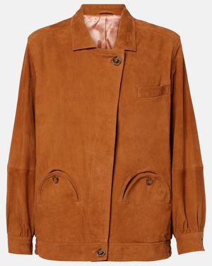 Blazé Milano Viva Cleo Suede Bomber Jacket - Brown