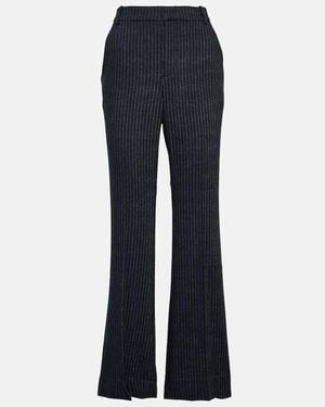 Vince Pinstripe Flannel Straight Trousers - Blue