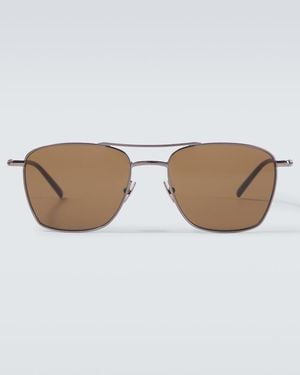 Saint Laurent Sl Logo Aviator Sunglasses - Brown