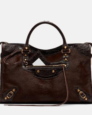 Balenciaga Henkeltasche Le City Medium Aus Kalbshaar - Braun