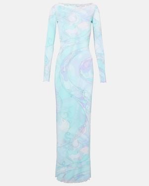 PUCCI Orchidee Tulle Maxi Dress - Blue