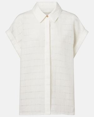 Asceno Andra Linen And Cotton Checked Shirt - White