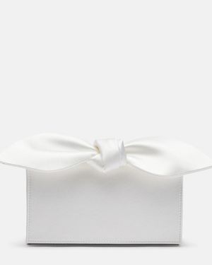 Aquazzura Clutch Bow Tie Mini De Saten - Blanco