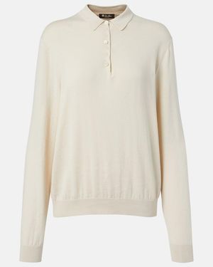 Loro Piana Ice Wish Knitted Cotton Polo Shirt - White
