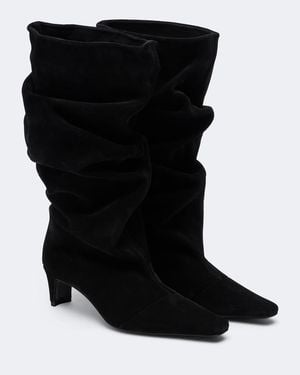 STAUD Wally Suede Mid-Calf Boots - Black