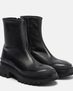 KHAITE Fallon 35 Leather Ankle Boots - Black