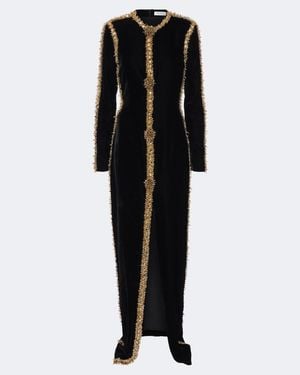 Balmain Verzierte Robe Aus Samt - Schwarz